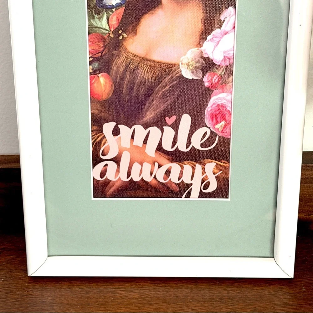 Mona Lisa Smile Always Moody Floral Canvas Art Print Framed & Green Matted Wall